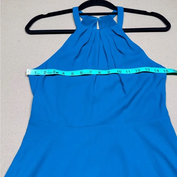 Express High Neck Fit and Flare Dress in Teal - Picture 5 of 9